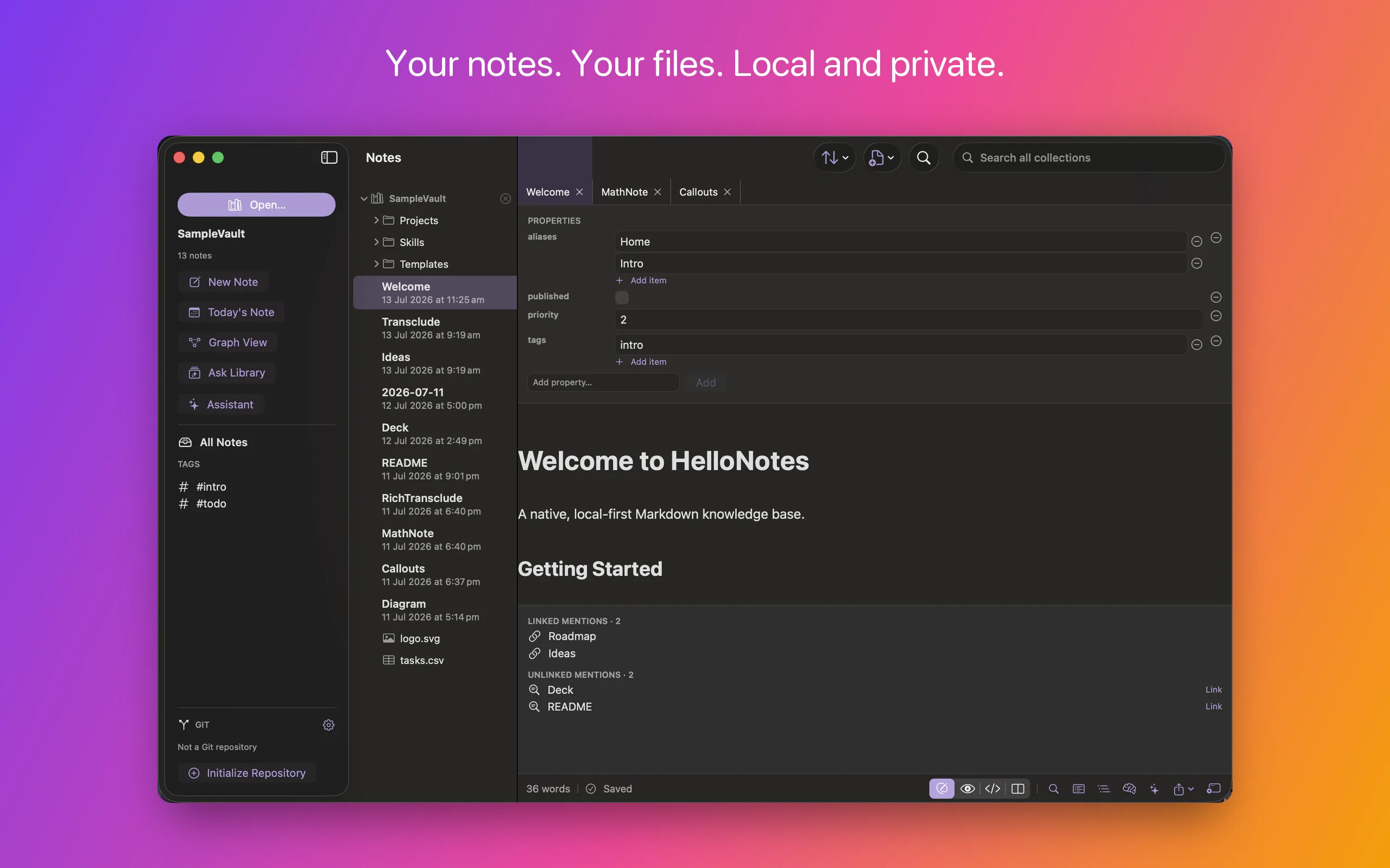 HelloNotes 1.0: a Markdown knowledge base that is actually a Mac app featured image
