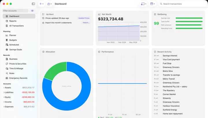 FinvestLens 1.0 — double-entry accounting for Apple platforms screenshot