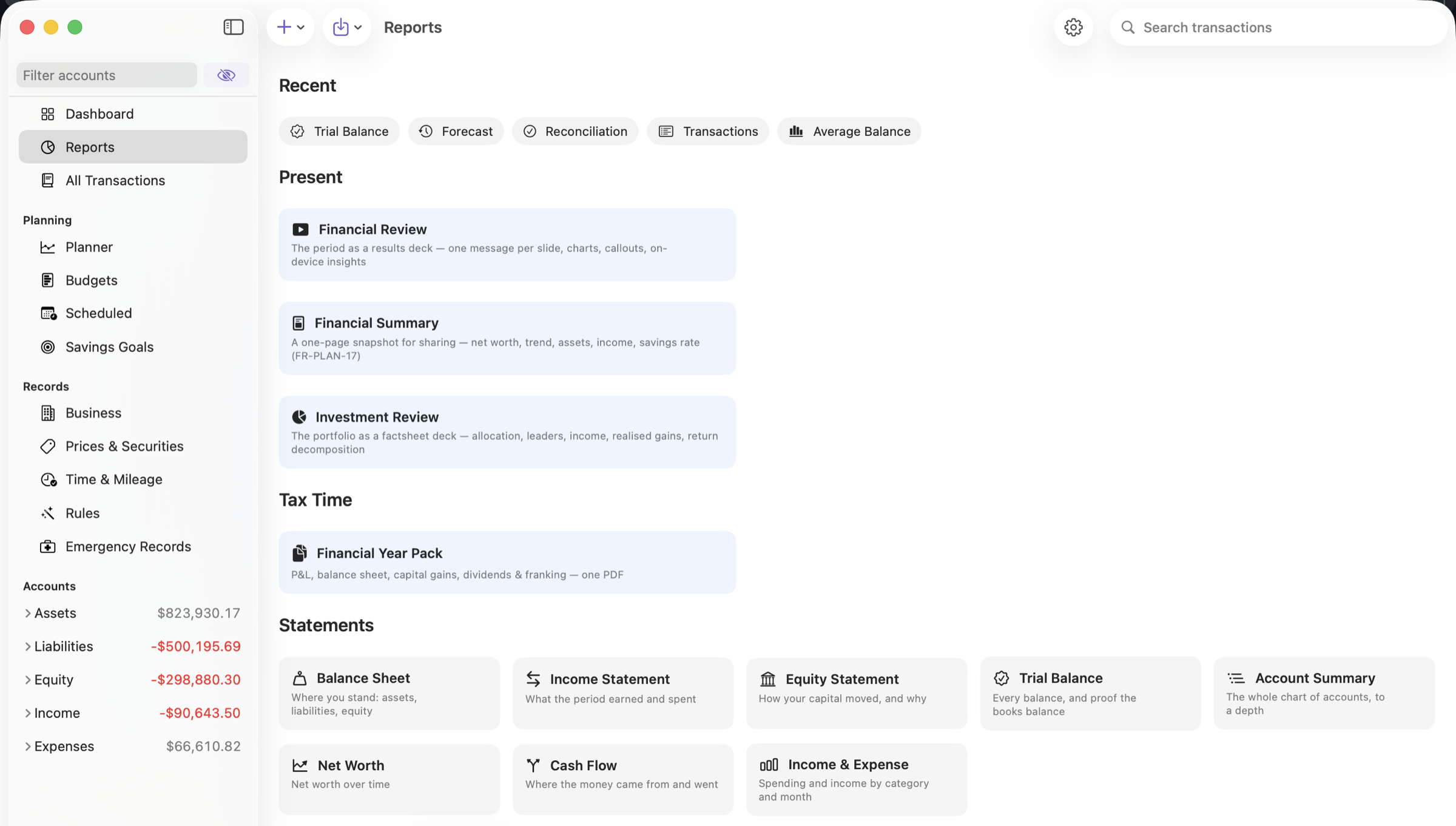 A FinvestLens report showing a financial statement with charts.
